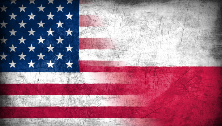 splecione flaga USA i Polski