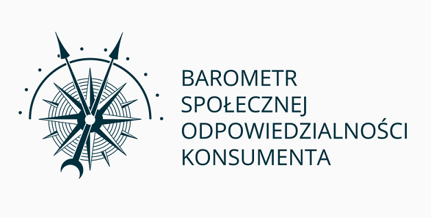 Na grafice busola oraz napis barometr społecznej odpowiedzialności konsumenta