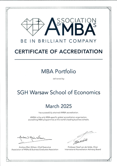 Certificate of Accreditation AMBA 2025