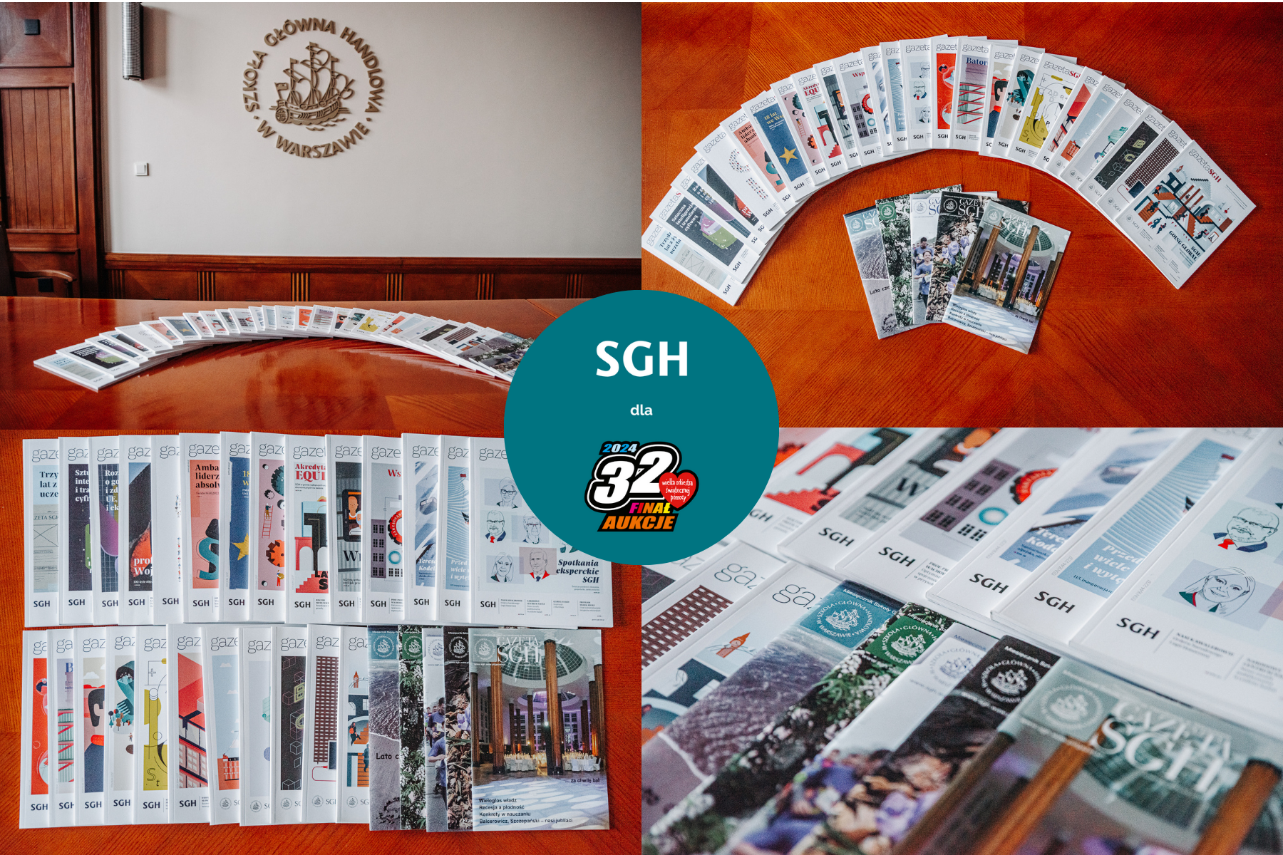 cztery zdjęcia kompletu gazet SGH