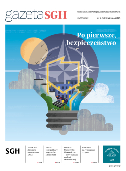na okładce grafika: żarówka, kontur Polski, wiatraki, bloki mieszkalne, ludzie, słońce, chmury, ptaki, symbol NATO, samolot, samochody, ulice.