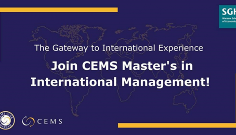 Grafika z napisem Join CEMS Master’s in International Management
