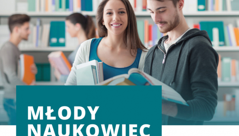 grafika z napisem Program Młody Naukowiec