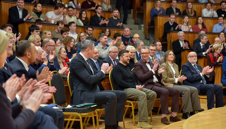 The meeting with the President of Ukraine attended by crowds of students, lecturers and administrative staff