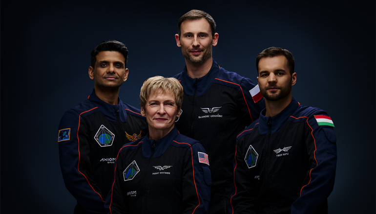 Ax-4 crew: Tibor Kapu, Peggy Whitson, Sławosz Uznański-Wiśniewski, Shubhanshu Shukla