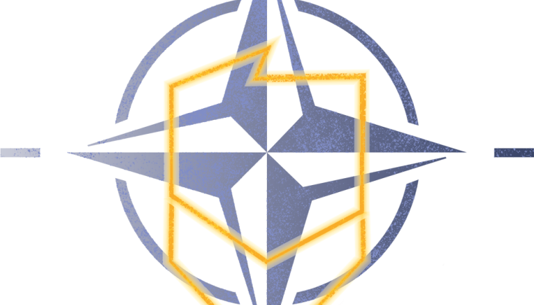 symbol NATO z konturem Polski