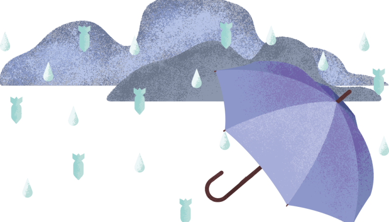 grafika chmur z deszczem i parasolem