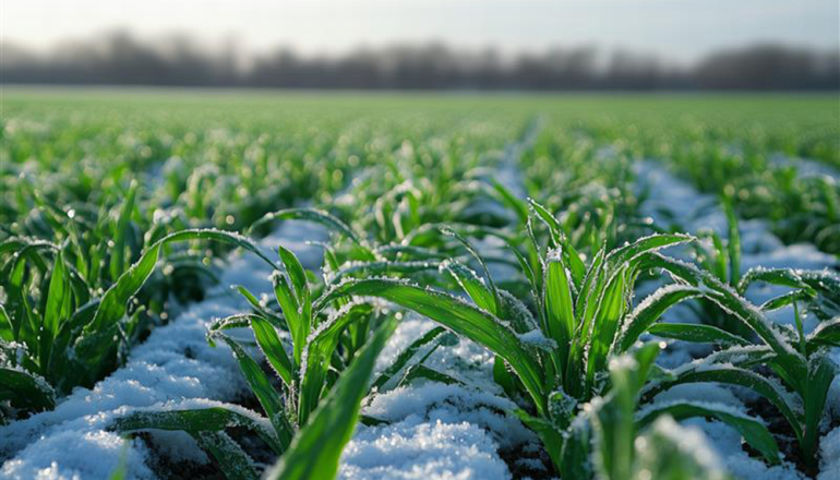 rośliny na polu w śniegu