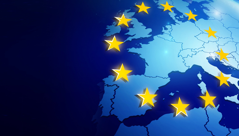 mapa Europy z gwiazdami UE