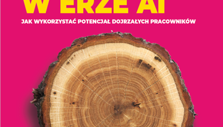 na różowym tle napis Siła doświadczenia w erze AI, pod spodem pień