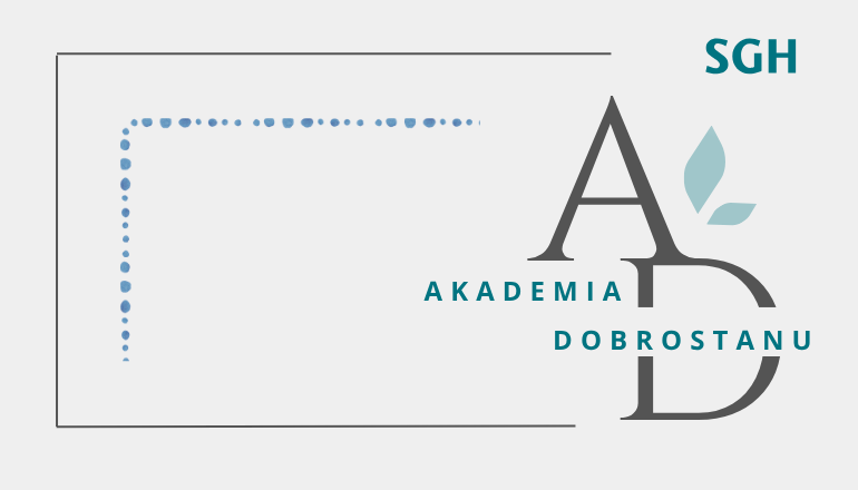 na białym tle napis Akademia Dobrostanu i wielkie drukowane litery A i D