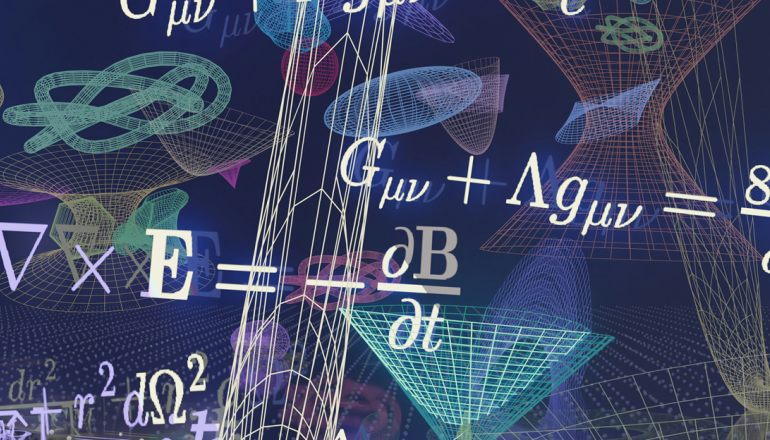 na granatowym tle wzory matematyczne