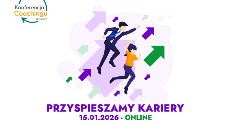 grafika na białym tle dwie biegnące postacie na dole napis "Przyspieszamy kariery"