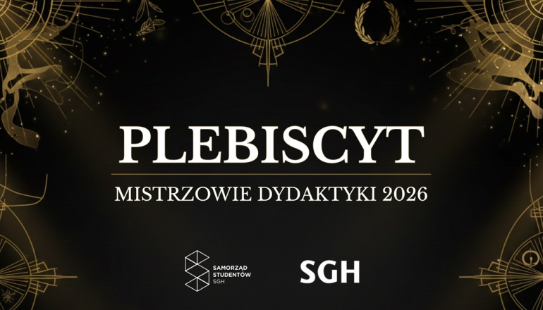 na czarnym tle ze złotymi elementami biały napis: Mistrzowie Dydaktyki 2026