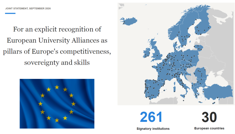 po lewej stronie napis i flaga UE, po prawej mapa Europy z zaznaczonymi punktami