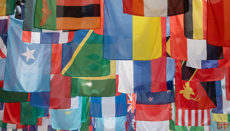 zdjęcie kilkudziesięciu flag państwowych 