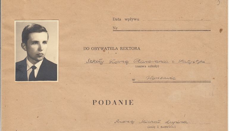 fragment podania, przyjęcia do SGH, dokument z Archiwum SGH