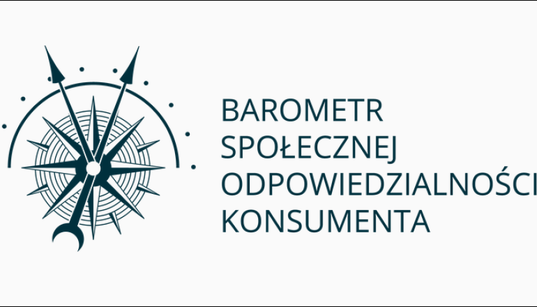 na białym tle róża wiatrów Barometr Społecznej Odpowiedzialności Konsumenta