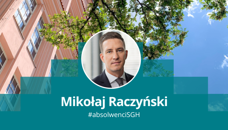 grafika przedstawiająca zdjęcie mężczyzny w okrągłej ramce na zdjęciu ukazującym gmach uczelni na zewnątrz