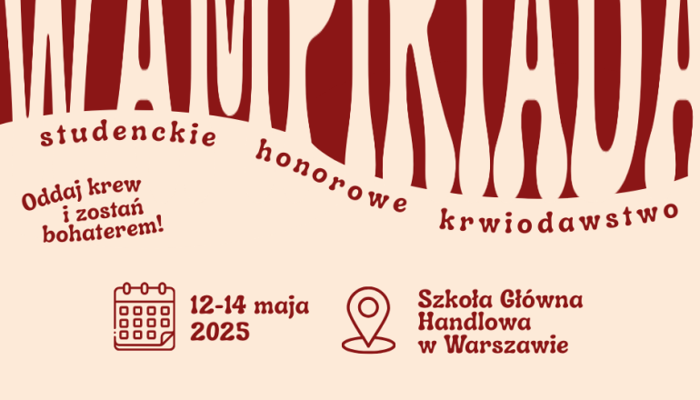 na bezowym tle czerwony napis Wampiriada i na dole loga