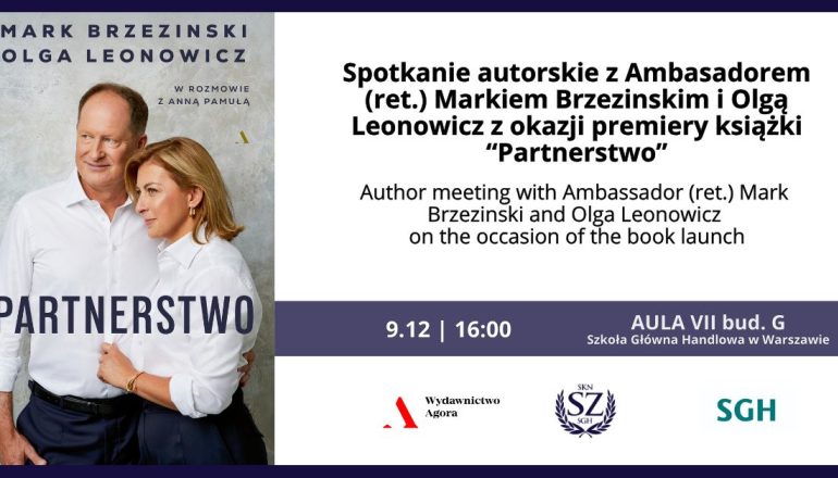 grafika przedstawiająca okładkę książki i tekst na temat spotkania autorów ze studentami 