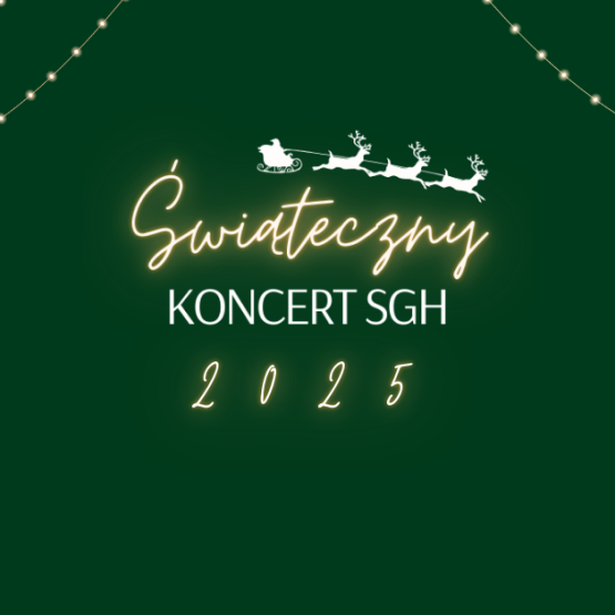 na zielonym tle napis Świąteczny Koncert SGH