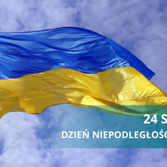 flaga Ukrainy i napis 24 sierpnia, Dzień Niepodległości Ukrainy