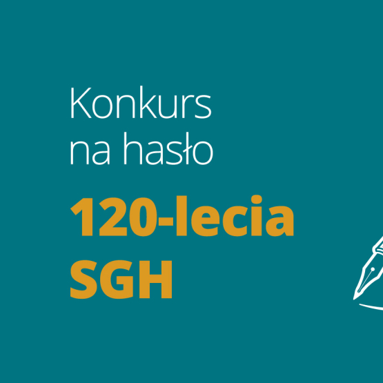 na zielonym tle gęsie pióro i napis Konkurs na hasło 120-lecia uczelni
