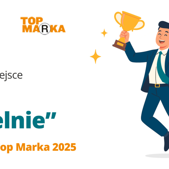 na grafice logo SGH, informacja o 3 miejscu i ludzik z pucharem