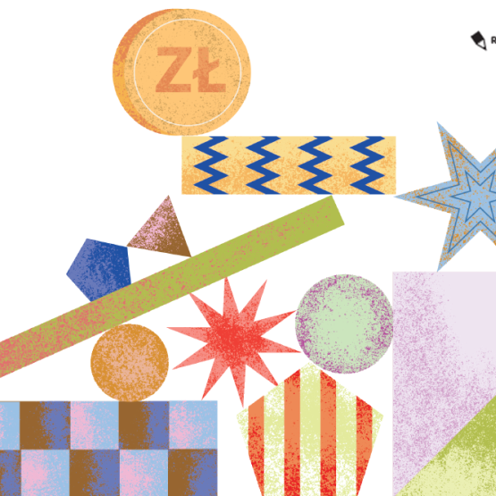 na rysunku kolorowe trójkąty, kwadraty, gwiazdy, linie itp.