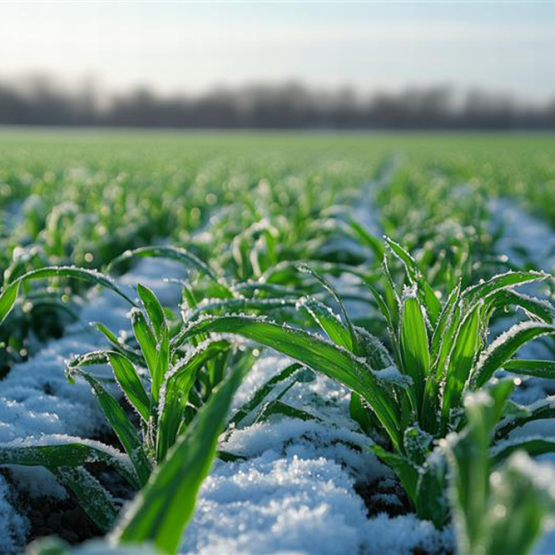 rośliny na polu w śniegu