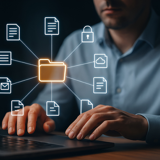 ikony danych na tle osoby