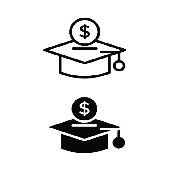 czarno-biała grafika dwa birety w postaci skarbonek
