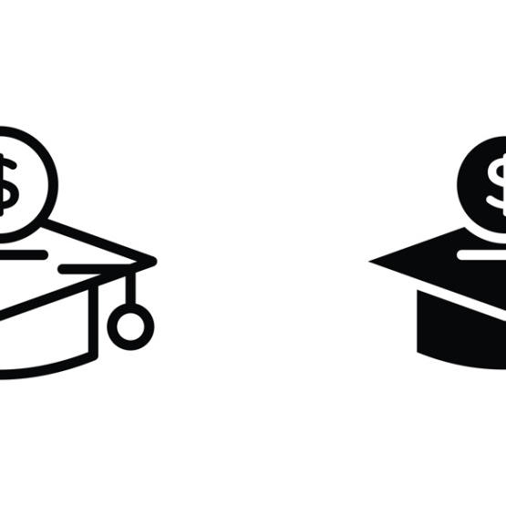 czarno-biała grafika dwa birety w postaci skarbonek