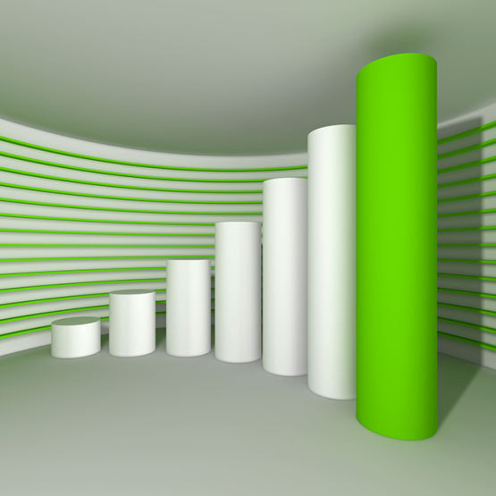 wykres kolumnowy na zielonym tle