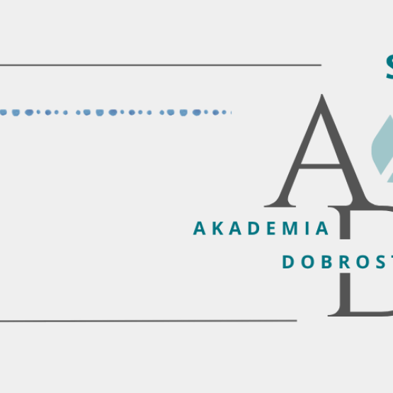 na białym tle napis Akademia Dobrostanu i wielkie drukowane litery A i D