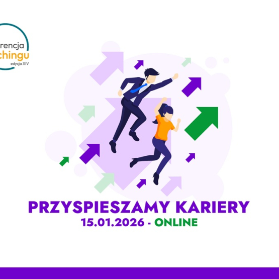 grafika na białym tle dwie biegnące postacie na dole napis "Przyspieszamy kariery"