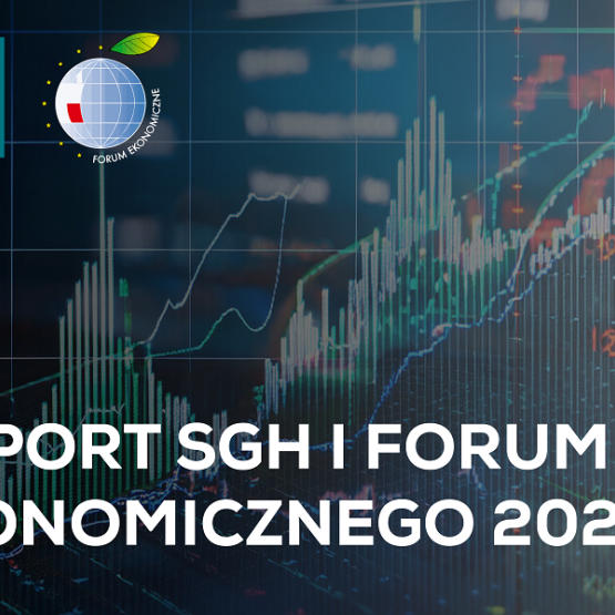 grafika: w tle wykres; w lewym górnym rogu logo SGH i Forum Ekonomicznego, na dole napis: Raport SGH i Forum Ekonomicznego 2024