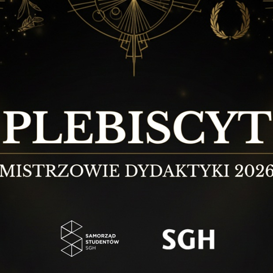 na czarnym tle ze złotymi elementami biały napis: Mistrzowie Dydaktyki 2026