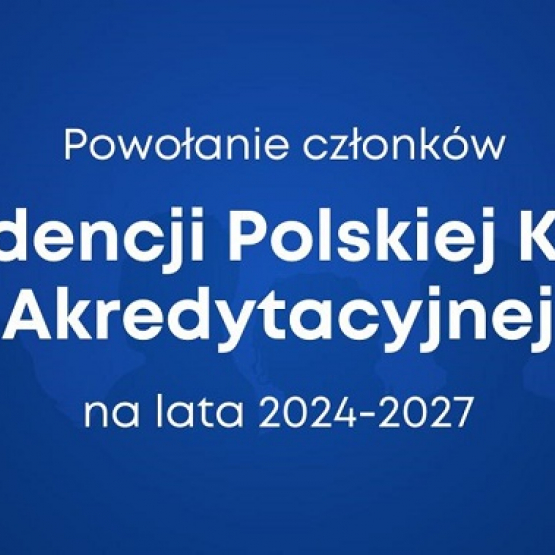 na granatowym tle napis: Powołanie VII Polskiej Komisji Akredytacyjnej