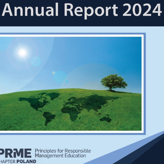 okładka Annual Report 2024 i logo PRME Chapter Poland