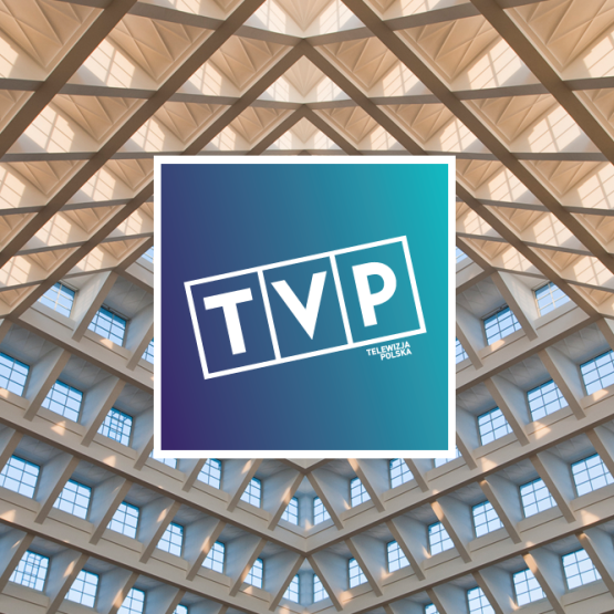 na tle piramidy Auli Spadochronowej logo TVP