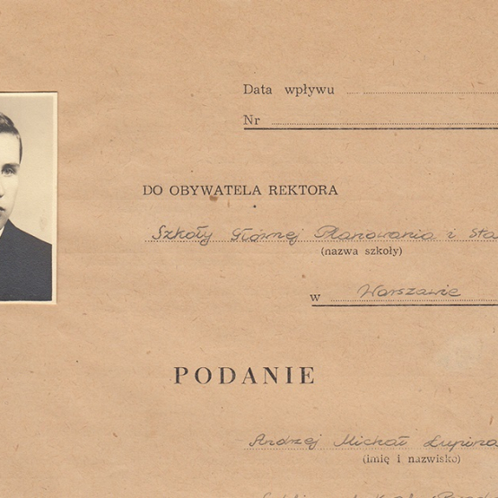 fragment podania, przyjęcia do SGH, dokument z Archiwum SGH