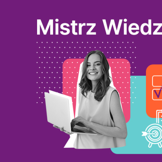 na fioletowym tle zdjęcia dwóch osób