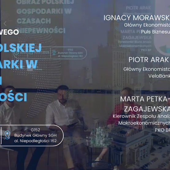grafika przedstawiająca zdjęcia trojga mówców podczas 12. Klubu Prasowego SGH