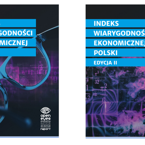dwie okładki raportów Indeksu Wiarygodności Gospodarczej Polski
