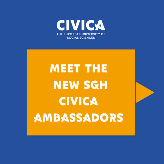 grafika z napisem: meet the new SGH civica ambassadors