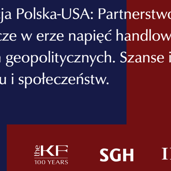 granatowo-bordowe tło i na nim biały napis, tytuł konferencji; na dole loga trzech instytucji 