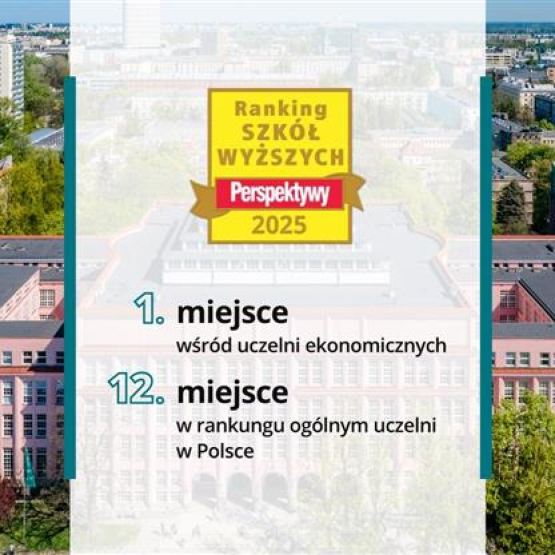 grafika przedstawiająca zdjęcie budynku z lotu ptaka; na środku log o Rankingu "Perspektywy" 2025