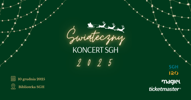 na zielonym tle napis Świąteczny Koncert SGH